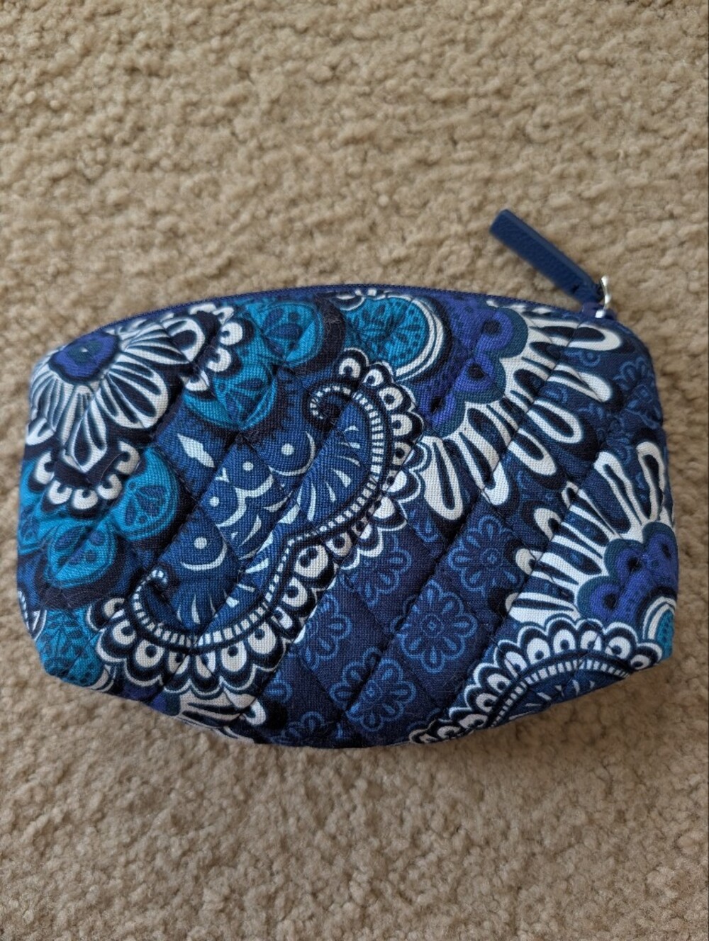 Vera Bradley Quilted Mirror Cosmetic Bag in Blue Tapestry